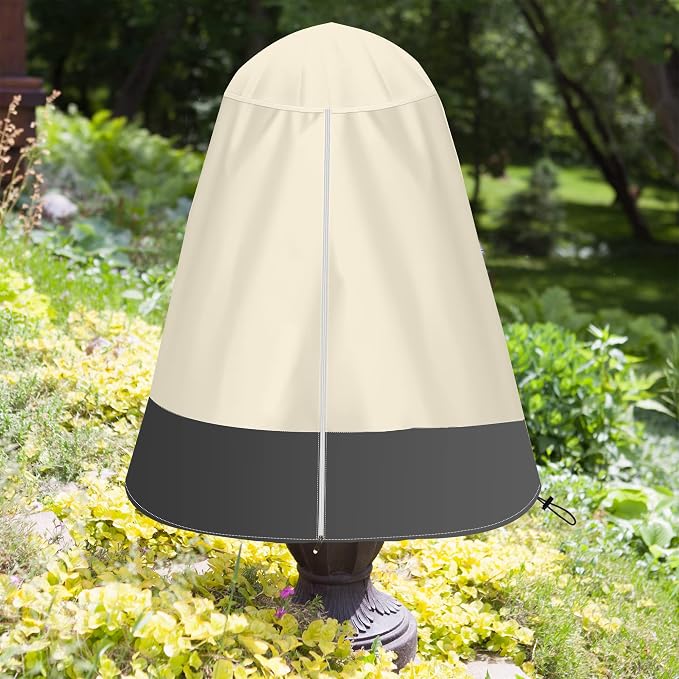SOKINGCOVER Fountain Cover 36"x42" Heavy Duty 420D Waterproof with Zipper Access & Drawstring — Small Garden Bird Bath Fountain Cover for Winter Freeze Protection, UV & Water Resistant