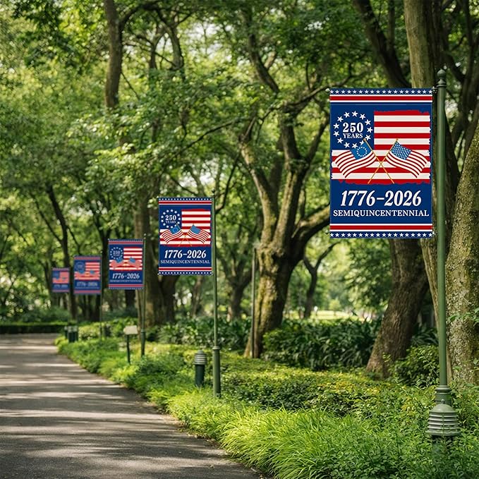 250th Anniversary America Garden Flag, 250 Anniversary USA Flag 1776-2026 Commemorative Patriotic 250 Years Banner 4th of July Yard Sign Double-Sided Waterproof Garden Flag 12x18 Inch