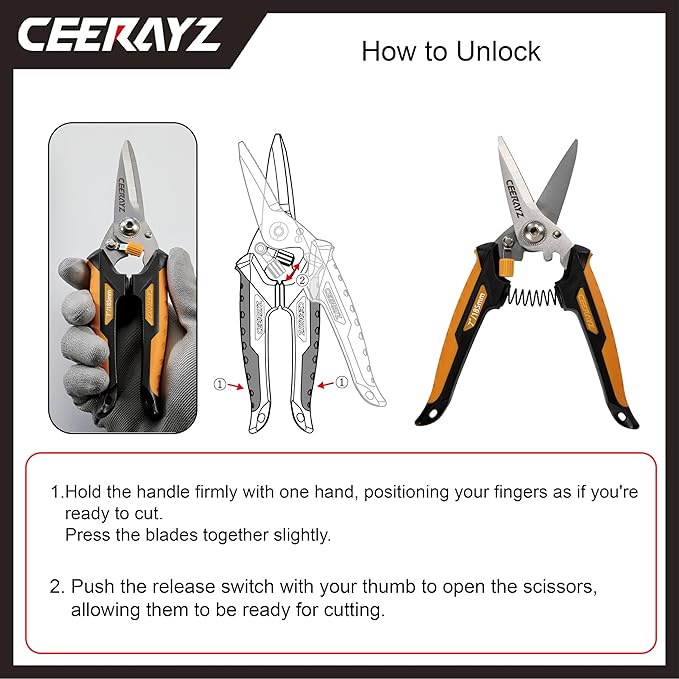 7" Scissors All Purpose, Heavy Duty, Multipurpose, for DIY Projects, Office, Production Lines, Pruning, with Protective Sheath and Magnetic Holder (Black/Orange)