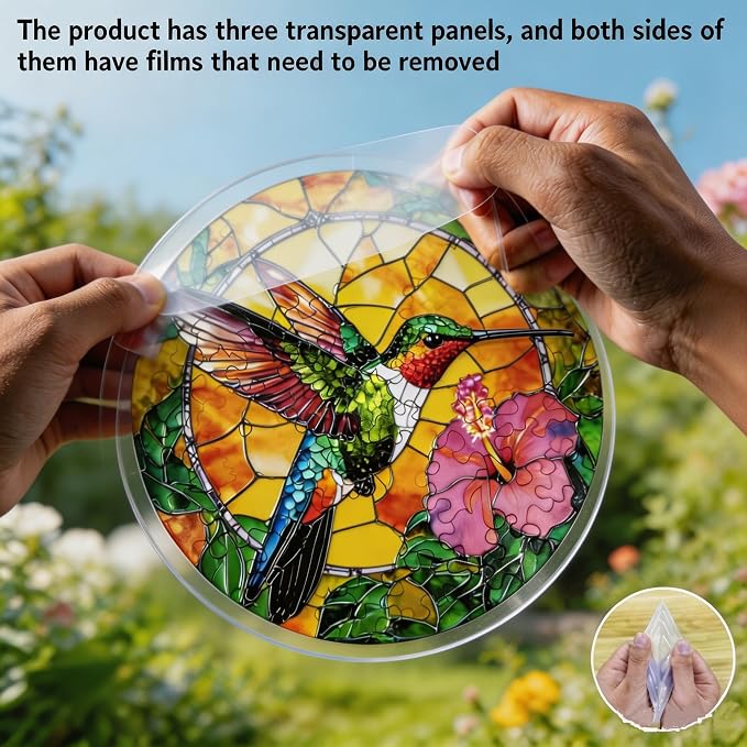 Acrylic Suncatcher Puzzle, 83 Pieces Unique Little Bird Sun Catcher Puzzle Kit for Doors Garden and Window Hanging, Colorful Hanging Light Catcher Decor, DIY Suncatcher Kits for Adults, 7.4 in
