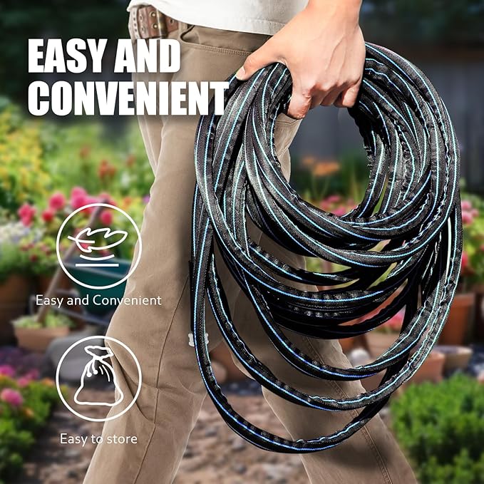 Relxitl Garden Hose 75ft, Flexible Water Hose with 10 Function Hose Nozzle, Lightweight, Tangle Free, Rust Proof for Yard, Watering(Blue)
