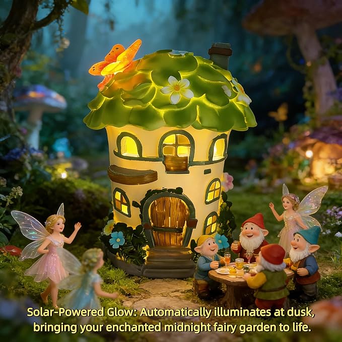 Fairy Garden Houses, Fairy Houses,Fairy Houses for Outside,Fairy Garden Houses Outdoor,Solar Fairy Garden,gnome House,Fairy Garden,Fairy Garden Accessories, for Women Gift/Teenage/Kids' Gift