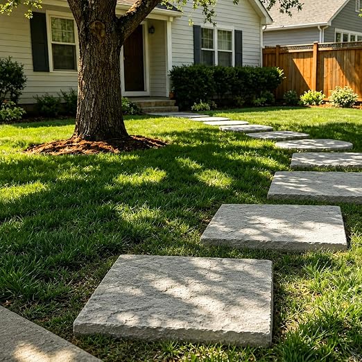 8PCS Stepping Stone & Flagstone Mold Set, Reusable 10.2inch Concrete Paver Molds + 2PCS Flexible Rock Texture Stamps, Garden Outdoor Walkway DIY Paving Craft Stones/Cement Not Included