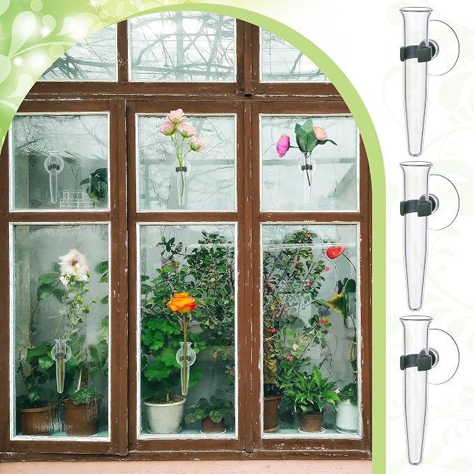15 Pcs Window Propagation Stations Plant Propagation Tubes with Suction Cups Window Floral Water Tubes Easy to Install Clear Wall Hanging Terrarium Gifts for Plant Flower Lovers