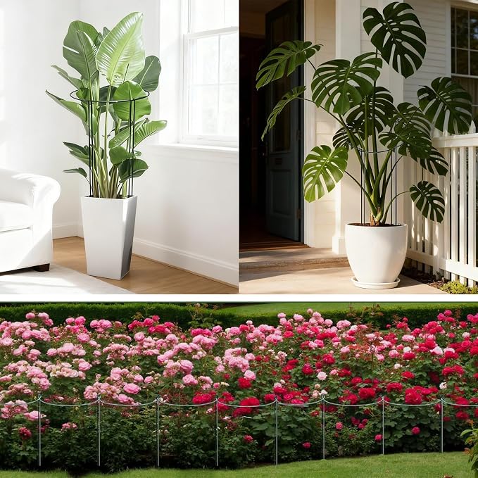 24in Tall Heavy-Duty Plant Support Stakes, 12 Pack Adjustable Peony Cages & Supports for Outdoor Plants, Large Garden Plant Stakes for Peony, Tomato