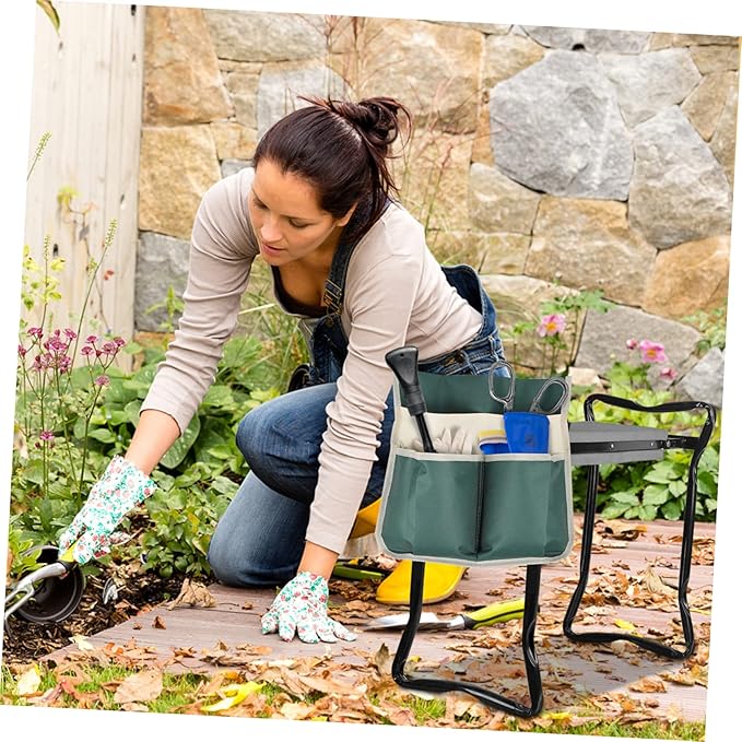 Garden Kneeler Tool Bag Large 600D Durable Organizer with Multiple Pockets Lightweight Foldable Pouch for Easy Storage of Gardening Tools 12.59X12.20X0.11In