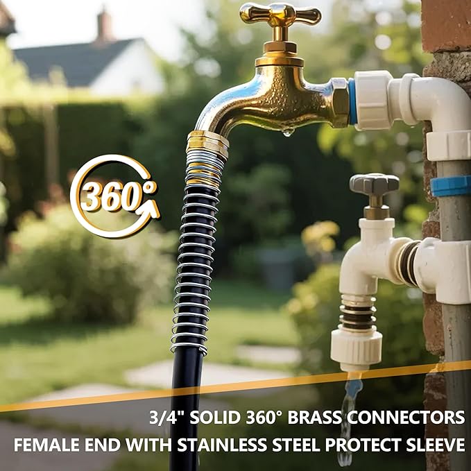 5/8" x 200ft Garden Hose, -40℉ To 190℉ Hot/Cold, Heavy Duty,Flexible, 300psi Working, 1000psi Burst, 3/4" Brass Fittings with Hose Protector Coil Spring for Outdoor,Yard, Farm