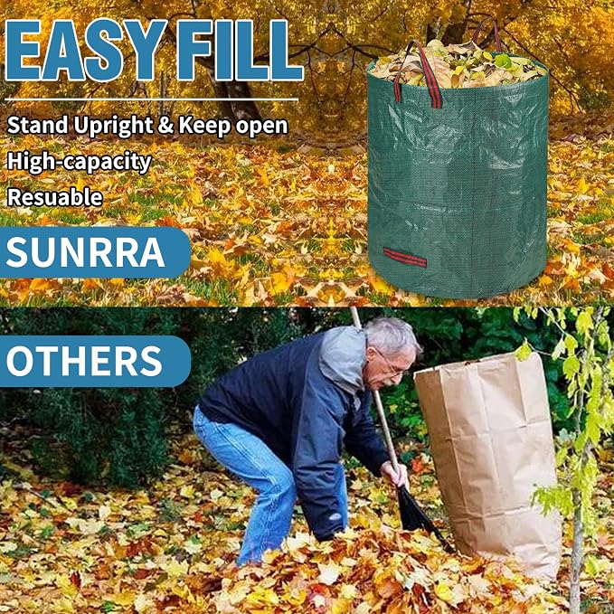 Reusable Leaf Bags, Tear-resistant & Reusable Lawn Bags, Yard Waste Bags, 72 Gal, 3 Pack