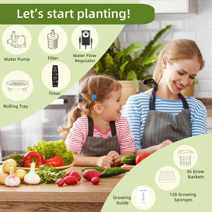 Hydroponic Tower 36 Pods, Automatic Watering System with Timer, Vertical Indoor Outdoor Growing Tower for Vegetables, Herbs and Large Plants, Easy Setup for Beginners