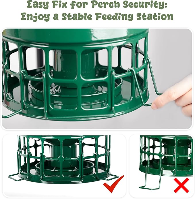 KOL Large Bird Feeder for Outdoors, 10LB Capacity Squirrel Proof Metal Feeder with 32 Feeding Ports & 3 Perches, Easy-Clean Hanging Birdfeeder for Cardinals, Bluebirds, Finches (Jasper)