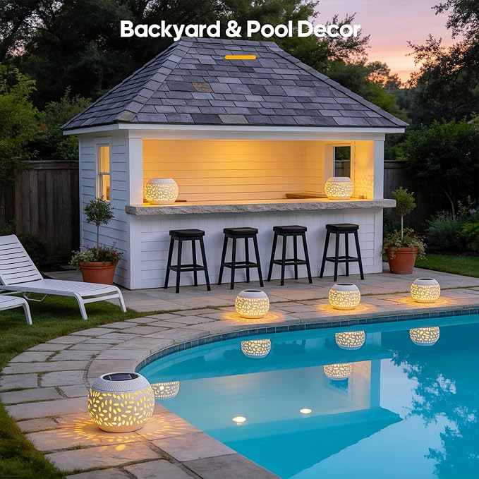 JMEXSUSS Solar Lanterns Outdoor Waterproof, LED Lanterns Decorative Outdoor, Lights Solar Table Lamps for Outside Patio Garden Porch Balcony Camping Pool Bistro Yard Decor (White)