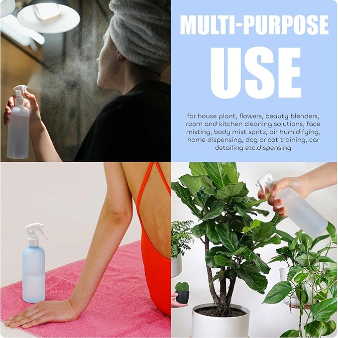 VEXPLO Spray Bottles Plastic Water Spray Bottle for Hair, Ultra Fine Mist Empty Mister Spray Bottles for Hair, Cleaning, Plants, Pets, Barbers, Salons, Essential Oil Scents, 2 Pack 10 oz (300ML)