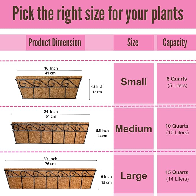 LaLaGreen Wall Mounted Planters - 30 Inch, 2 Pack Window Flower Pot Attach to House Outdoor, Balcony Plant Pot Over the Rail, Deck Railing Hanging Coco Liners, Metal Horse Troughs Fence Patio Porch
