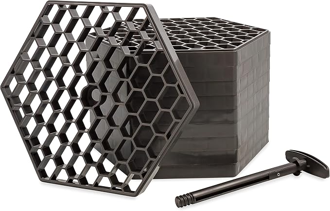 Camco RV Travel FastPath Portable Stepping Blocks | Ideal for Providing a Sturdy, Solid Stepping Surface in Muddy Areas | Stackable | Charcoal, 10-Pack (44530)