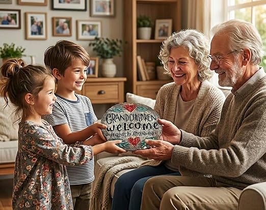Outdoor/Garden Stepping Stones - Grandma and Grandpa Gifts - Great Grandma Gifts (Grandparents Day Gift Grandchildren Welcome Home)