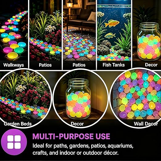 400PCS Outdoor Luminous Stones for Glow in the Dark Walkways, Garden River Pebbles, Artificial Landscape Rocks for Driveway Walkway Stepping Stone Paths with Natural Look