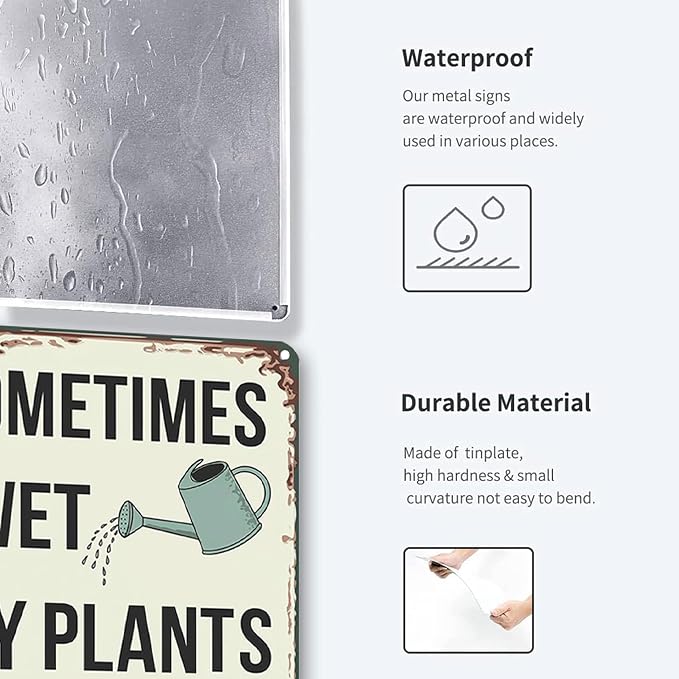 Funny Garden Gifts for Women Sometimes I Wet My Plants Tin Signs-Vintage Signs Metal Gifts for Plant Lovers,Outside Decorations for Yard for Home Garden Greenhouse 8X12inch
