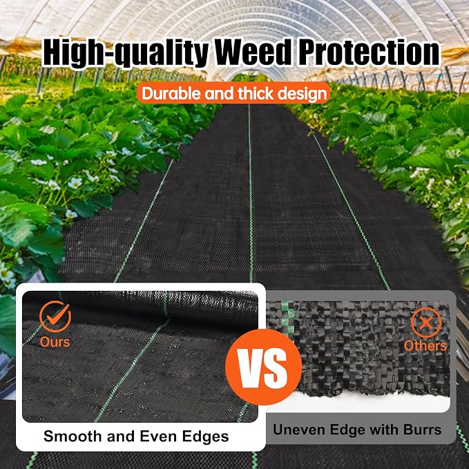 5 x 30 Feet Weed Barrier Fabric Garden Landscape Weed Blocker Woven Fabric Heavy Duty Ground Cover Mat
