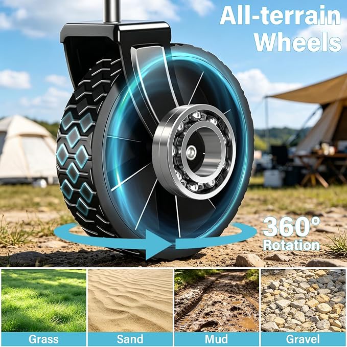 Collapsible Wagon Cart with All-Terrain Wheels - Folding Utility 360LBS Heavy Duty Wagons Carts for Grocery Sports Garden Shopping Camping Fishing (Black, 120L)