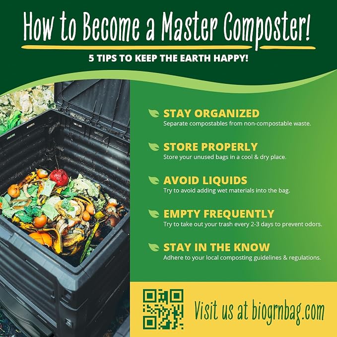 50-55 Gallon Compost Bags, Heavy Duty Compostable Trash Bags, 1.57 Mil Extra Thick Yard Waste Bags, Compostable Lawn Bags, Large Compost Leaf Bags BPI & ASTM D6400 Certified
