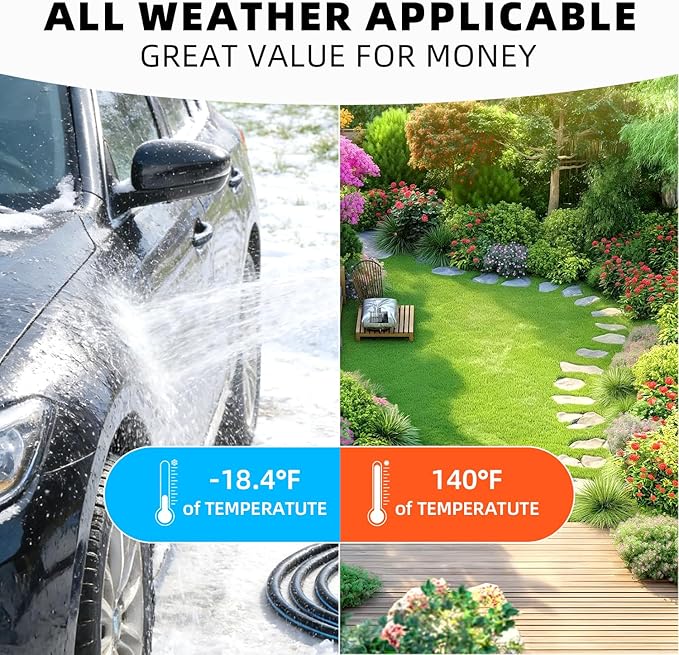 Besiter Short Garden Hose 5FT: Water Hose with Sturdy Brass Fittings - Flexible Lightweight Portable Leakproof Hose 5/8" - Hybrid Rubber Portable Hose for Garden, Car Washing, and Outdoor Cleaning