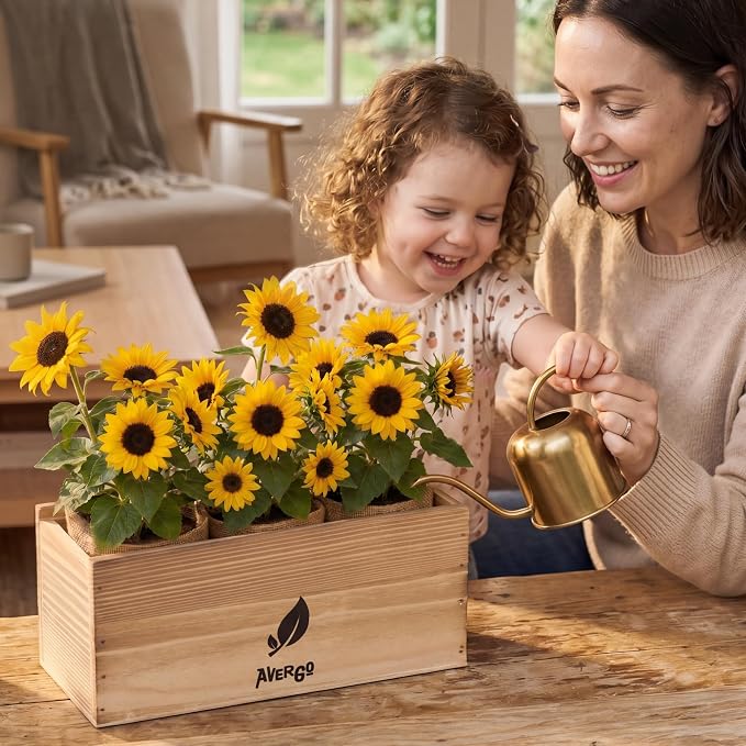 AVERGO Sunflower Seeds Growing Kit | Complete Seed and Plant Indoor & Outdoor Kit with Sunflower Seeds for Planting – Ideal for Planting Sun Flowers at Home
