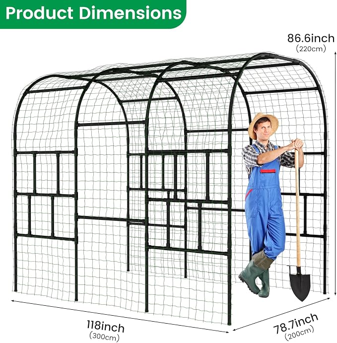 SUNYRISY Garden Arch Trellis, 118" x 79" x 87" Extra Large Garden Trellis for Climbing Plants Outdoor, Tall Archway Plant Support Garden Gazebo Outdoor for Grape Vine Vegetable Flower