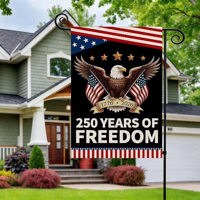250 Anniversary Usa Garden Flags for Outside, 250 Anniversary USA Flag with Eagle Design, Patriotic 4th of July Decorations 1776-2026 Yard Sign Double-Sided Waterproof Flag 12x18 Inch 250 Year American Flag