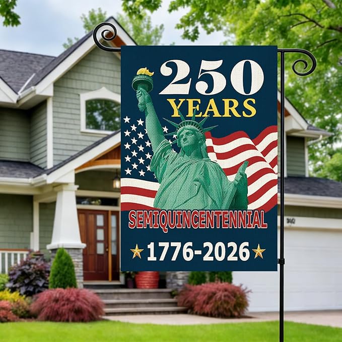 250 Anniversary Usa Garden Flags for Outside, 250 Anniversary USA Flag with Statue of Liberty Design, 1776-2026 Patriotic 4th of July Decorations Yard Sign Double-Sided Waterproof Flag 12x18 Inch 250 Year American Flag