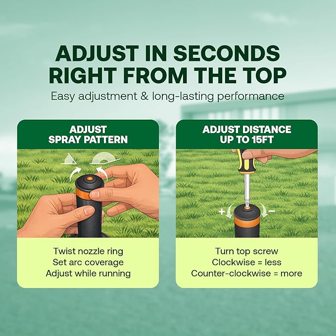 Rain Bird 1804VAN 1800 Series Professional 4 Inch Pop Up Sprinkler Head, 4 Pack - Lawn Sprinkler with Adjustable 0-360 Degree Arc Nozzle Pattern, Up to 15 Ft Spray Distance, 1/2 in NPT Threaded Inlet