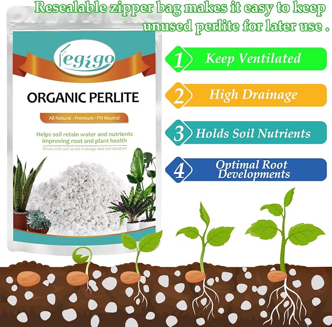 Legigo 4QT Horticultural Perlite for Plants & 4 Pack Organic Coco Coir Bricks, Gardening Soil Amendment Potting Mix for Indoor & Outdoor Plants