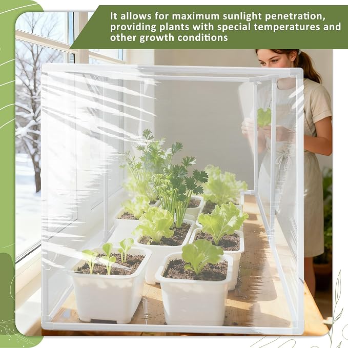 U0U Mini Greenhouse for Indoor Plants,Portable Small Greenhouse with Plastic Film,Indoor Greenhouses for Small Plant Seed Starter Tray, Sprouting