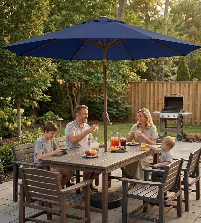 10FT Patio Umbrella, Outdoor Umbrella with Push Button Tilt and Crank, 8 Sturdy Ribs, UV Protection & Waterproof Market Umbrella for Pool, Backyard, Beach,Deck