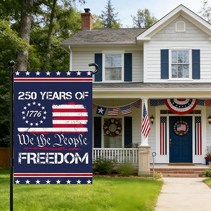 250 Anniversary Usa Garden Flags for Outside, 250 Anniversary USA Flag 1776-2026 Commemorative Patriotic 250 Year Banner Yard Sign 4th of July Decorations Freedom Double-Sided Waterproof Flag We The People ith Stars Stripes 250 Year American Flag 12x18...