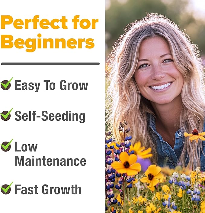 HOME GROWN Texas Wildflower Seeds Bulk Mix | 131,200+ Pure USA Grown Perennial Flower Seed for Planting | 22 Varieties for Birds & Butterflies Garden | 3 oz