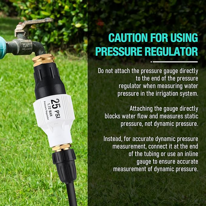 Aurelema 2 Pack 25 PSI Drip Irrigation Pressure Regulator Kit With Water Backflow Preventer for 3/4'' Garden/Faucet Hose Thread and 1/2'' Tubing Adapter, Complete System