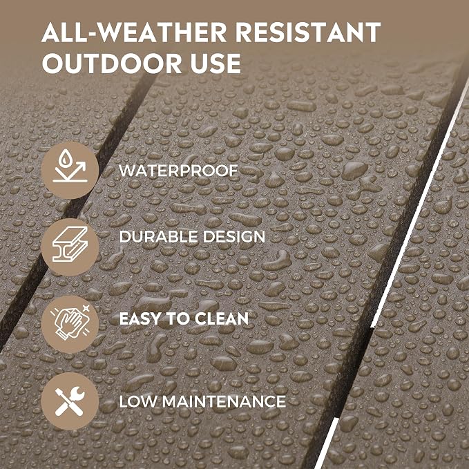 Costaelm Adirondack Conversation Table, HDPE Outdoor Drink Weather Resistant, Outdoor Patio Porch Accent Balcony Table for Pool, Seaside, Backyard, Weathered Wood