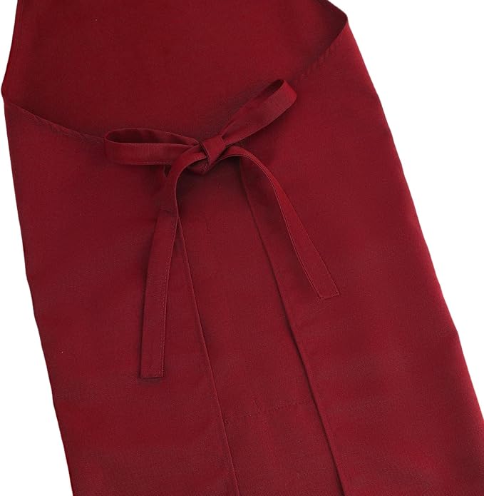 Apron for Men Women with Adjustable Straps and Large Pockets, Canvas Cotton Cooking Kitchen Chef Bib Aprons Waterproof Red