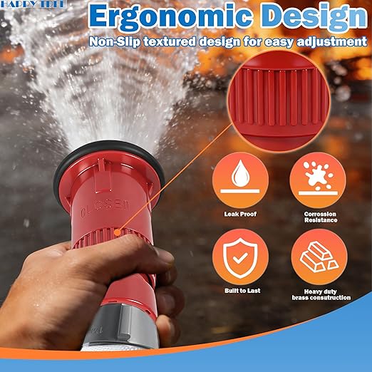 Happy Tree 1" NPSH Fire Hose Nozzle Thermoplastic Fire Equipment 22 gpm