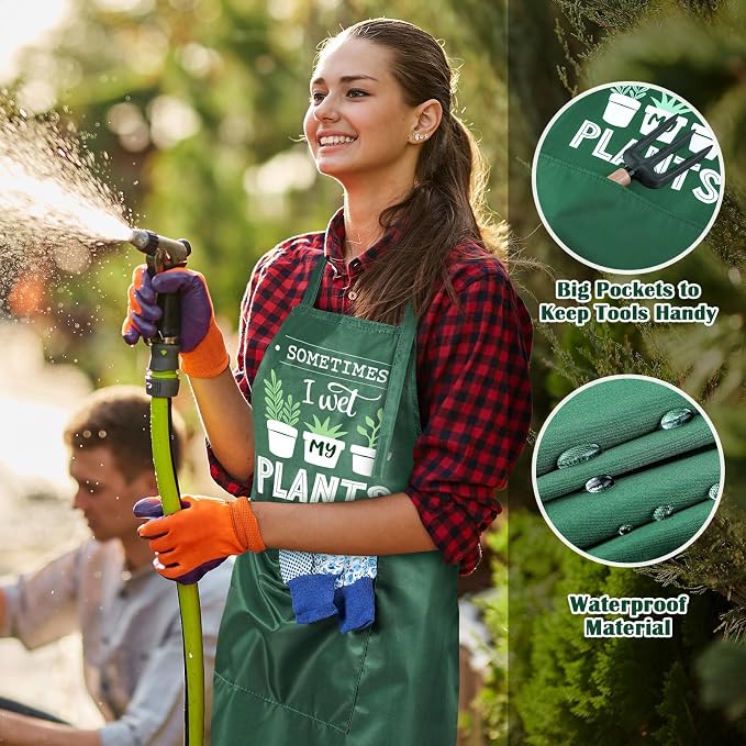 3 Pcs Funny Gardening Aprons for Women Waterproof Garden Apron with Pockets Floral Aprons for Gardener Plant Lover Gifts for Mom Grandma Wife Birthday Housewarming