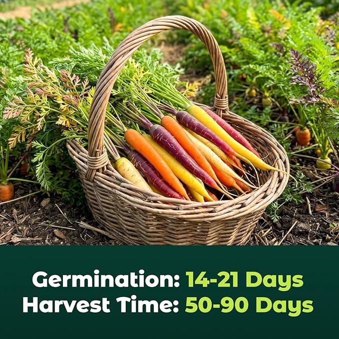 1200 Rainbow Carrot Seeds for Planting - Heirloom Vegetable Seed Pack for Home Garden - Easy Grow in Container, Raised Bed or Backyard - Great Gardening Gift