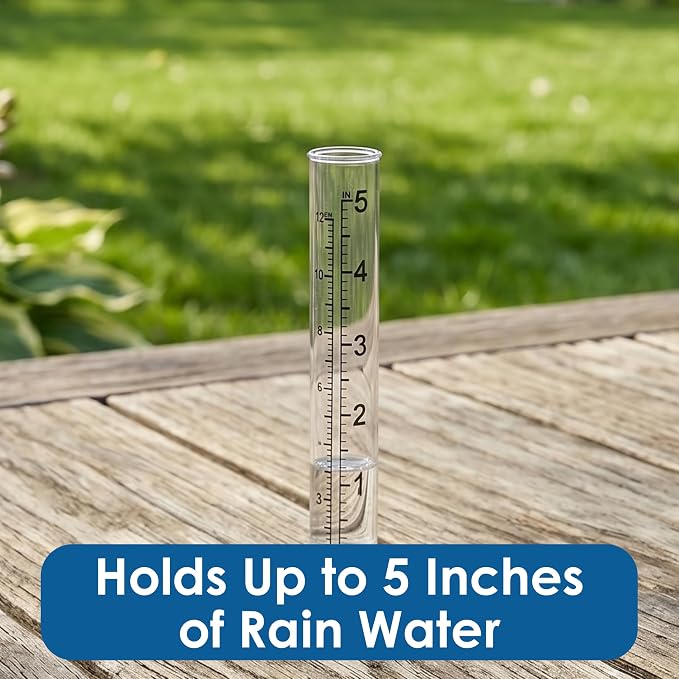 Gift Essentials Bluebird Decorative Rain Gauge Outdoor - Resin Bird Figurine on Rock Base - Removable Tube Measures Up to 5 Inches of Rainfall - Garden Decor Gift