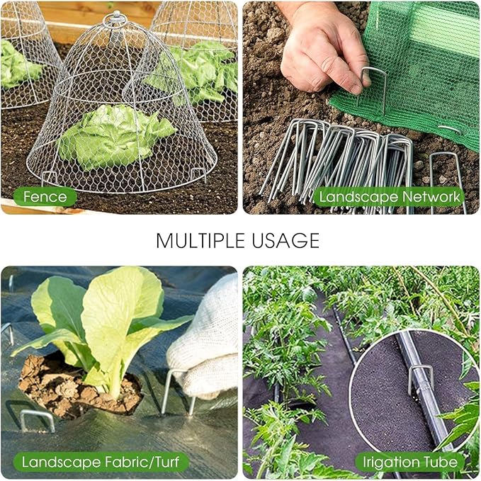 6 Inch Galvanized Garden Landscape Staples Stakes, 25 50 100 PCS Anti-Rust Garden Staples Tent Ground Stakes U-Shaped Landscape Pins for Secure Lawn Fabric, Decoration (50, 6 Inch)