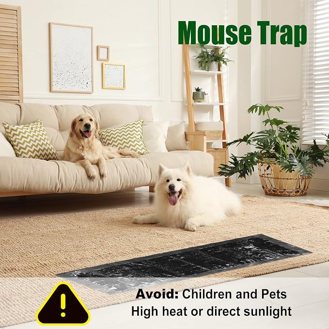 Qualirey 16 Pcs Large Sticky Mouse Glue Traps Black Sticky Rat Trap that Work for Rats Roaches Rodents Heavy Duty Pre Baited Mats Indoor Outdoor Catch Pest (24 x 11 Inches)