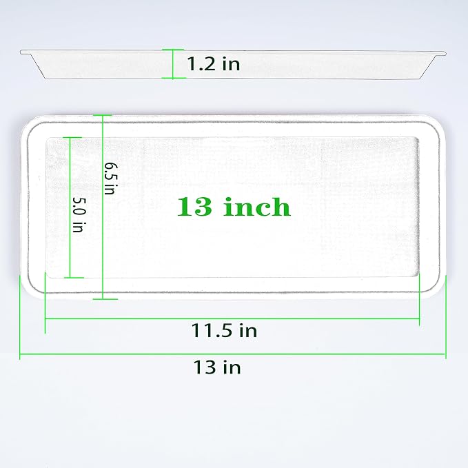 Vuwez Plant Saucer Tray, Heavy Sturdy Long Narrow Plastic Plant Saucers Drainage Trays for Indoors No Holes, Plant Drip Trays for Pots Base, Seed Starter Growing Tray (6.5 X 13 inch, Black)