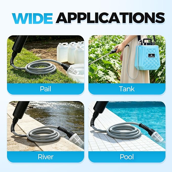 Upgraded Battery Powered Sprayer Wand, Rechargeable Electric Pump Sprayer with 3 Adjustable Nozzles, Sprayer Wand for Tank Sprayer, Portable Watering Wand for Lawn Garden Watering