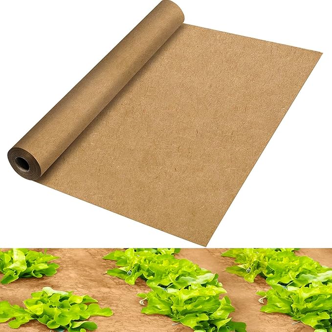 Biodegradable Paper Weed Barrier Roll, Thickened Tear Resistance Garden Weed Barrier Heavy Duty Garden Paper Weed Control Landscape Paper Mulch Weed Mat for Outdoor Garden Lawn (4 x 50 FT)