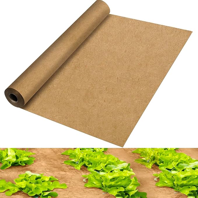 Biodegradable Paper Weed Barrier Roll, Thickened Tear Resistance Garden Weed Barrier Heavy Duty Garden Paper Weed Control Landscape Paper Mulch Weed Mat for Outdoor Garden Lawn (4 x 100 FT)