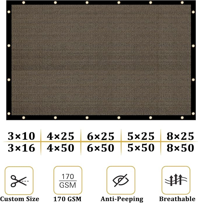 Shade&Beyond 6'x87' Brown Privacy Screen Fence Cover 170 GSM Fencing Mesh Fence Panel for Wall Garden Yard Backyard Indoor Outdoor Home Decoration
