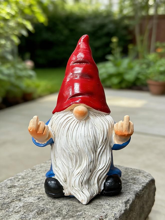QINJIEJIE Garden Gnomes Outdoor Funny Gnome 3.5in Naughty Gnomes for Fairy Garden Yard Decoration Lawn Ornament Gnome Statue for Home Decor